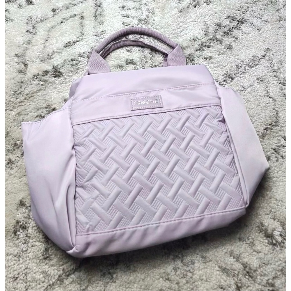 Frische Insulated Lunch Bag Lavender Purple Quilted Basketweave Tote Handbag